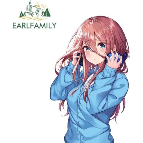 EARLFAMILY 13cm x 11.5cm For Miku Nakano Anime Car Stickers Vinyl Car Wrap Decal Surfboard Graffiti Waterproof Decals Decor