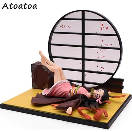 Demon Slayer Anime Figure 15cm Sleeping Kamado Nezuko Lying PVC Action Figure Toy Kimetsu no Yaiba Collectible Model Doll Gifts