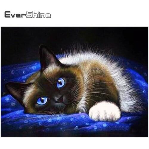 EverShine Diamond Embroidery Cat Diamond Painting Pictures Of Rhinestones Diamond Mosaic Sale Full Square Drill Art Animals