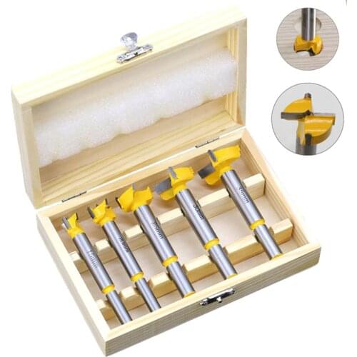 5pcs15mm-35mm Woodworking tools Hole Saw Cutter Hinge Boring drill bits Round Shank Tungsten Carbide Cutte