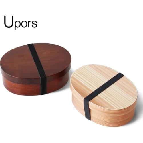 UPORS Nature Wooden Lunch Box Japanese style Compartment Bento Box for Kids Sushi Food Container