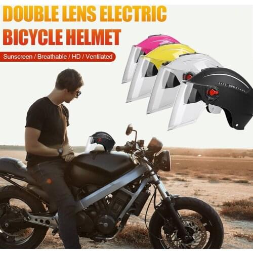 Motorcycle Helmet Open Face Dual Lens Half Helmets Motorbike Scooter Riding Go Kart Safety