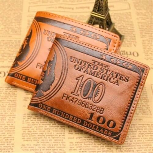 1PC New Arrival Men Pockets Card US Dollar Bill Money Wallet Funny Foldable PU Dollar Wallet 2 Colors Carteira