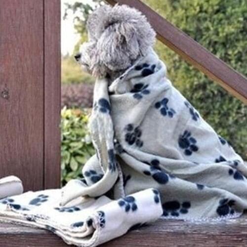 Paw Print Dog Blanket Soft Warm Dog Cat Bed Mat Puppy Dogs Sleeping Blankets Bath Towel For Small Medium Large Dogs Cats Pug