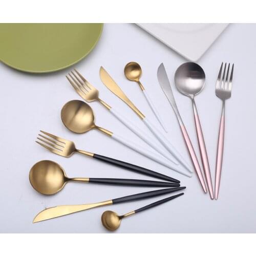 4pcs/set Stainless Steel Gilt Tableware Top Grade Fork Set Dinnerware Set