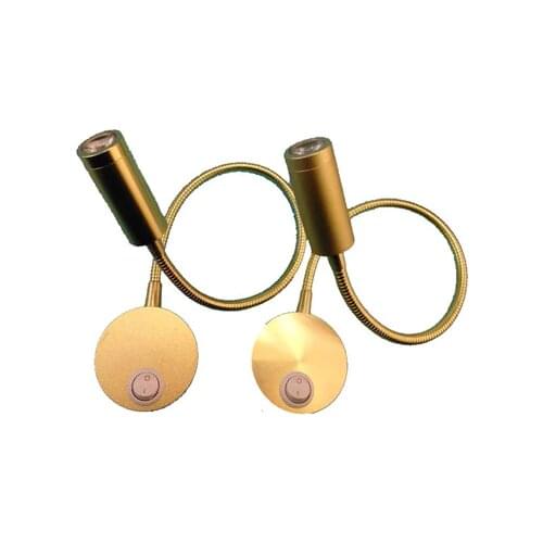 Gold Body AC85-265V 1W/3W Wall Mounted Led Reading Lamp For Hotel Bedroom