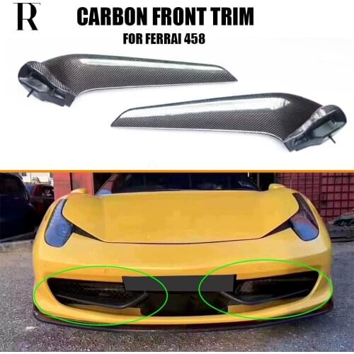 Carbon Fiber Front Grill Trim For Farrari 458 2011 - 2016 Grille Spoiler Cover