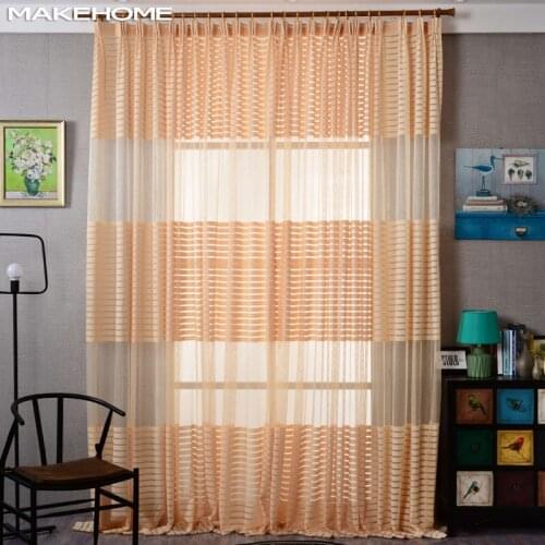 MAKEHOME Horizontal Striped Sheer Curtains for Living Room Bedroom Home Decoration Curtain Drapes Window Kitchen Modern Tulle