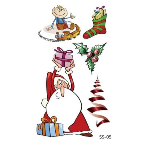 Christmas Decorations Tattoo Stickers Children Party Gift Temporary Tattoo Santa Tattoo set Kids White Snow Fake Tatoo T1829