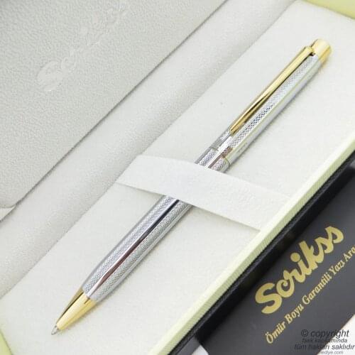 Scrikss 722W Gold Chrome Ballpoint Pen | Scrikss Pen | İsme Special Pen | Gift Pen