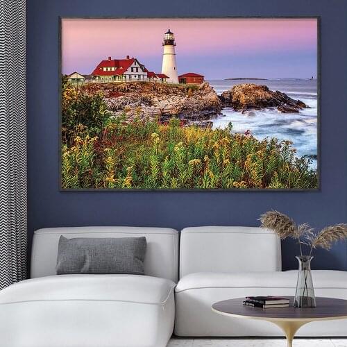 SP073 Silk Cloth Wall Poster Maine Lighthouse Art Home Decoration Gift