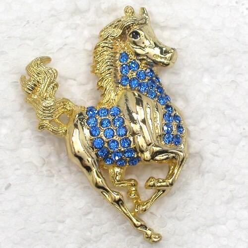 Blue Rhinestone Horse brooch Pin Pendant C848 B2