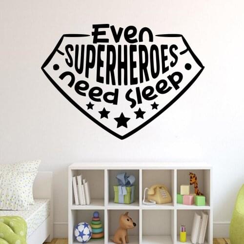 Superheroes Design Vinyl Wall Murals Heroes Need Sleep Pattern Boys Bedroom Wall Sticker Wall Decal Boys Gift