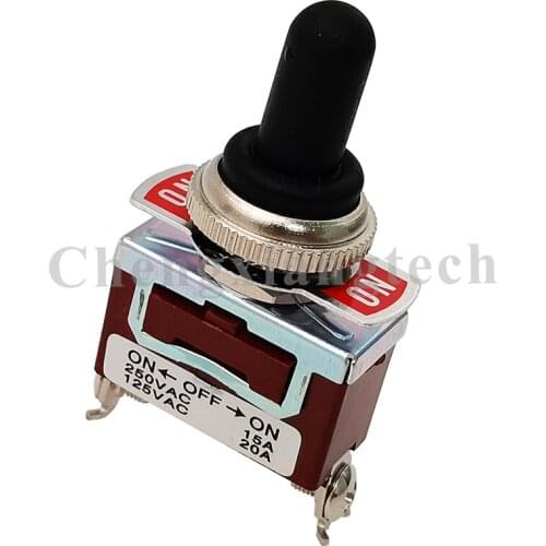 Heavy Duty Waterproof 3 Pins DPDT ON OFF ON Toggle Rocker Switch 250V 15A / 125V 20A With Black Cap, Car Boat Auto Electrics