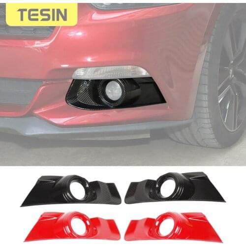 TESIN ABS Car Front Bumper Fog Light Decoration Cover Fog Lamp Trim Sticker For Ford Mustang 2015 2016 2017 Exterior Accessories