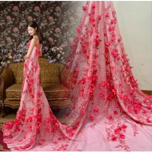 Glass yarn applique fabric, polyester yarn, multi-color floating flower, three-dimensional high-end Accessories