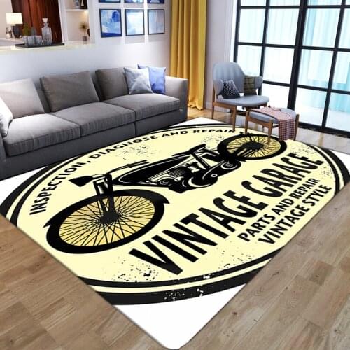 Bicycle printed vintage garage Carpet for Living Room Sofa soft Area Rug Home Decor Anti-slip Washable Bedroom Bedside Floor Mat