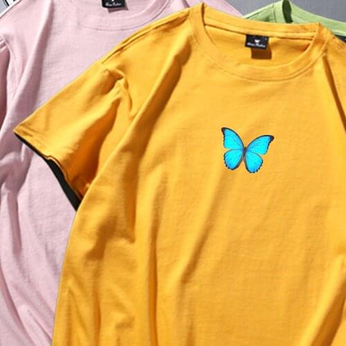 Kpop Woman Tshirt Harajuku Shirt Butterfly Print T Shirt Top Female Women Summer Large Size Streetwear T-shirt Grunge Clothes