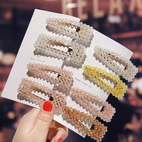 1/3PCS Crystal Hair Clips For Women Fashion Rectangular water droplets Headdress Set Girls Barrettes Hair Accessories