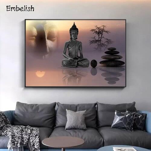 1 Pieces New Design Zen Buddha Stones Large Wall Posters For Living Room Modern Home Decor HD Canvas Paintings Pictures