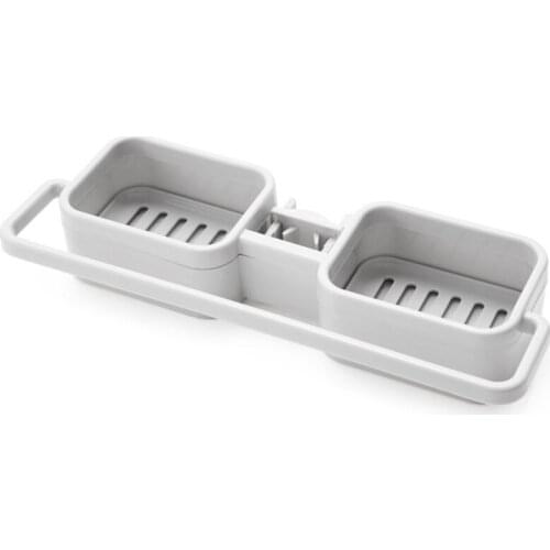 Household Faucet Storage Rack Double-grids Dishcloth Drain Rack For Kitchen Sink 1PCS