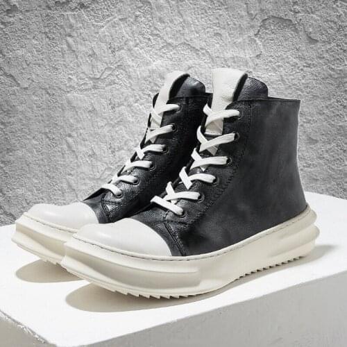 2020 New! Mens Winter Mid-Calf Boots Full Grain Leather Thick Heel Winter Snow Boots Man Heighten Shoes