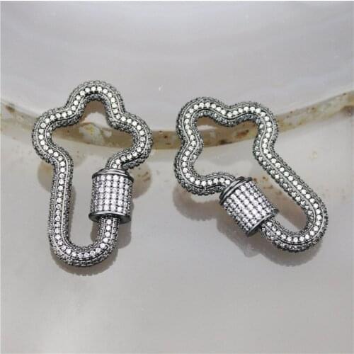 21*35mm 5pcs/lot Fashion cubic zirconia charm,new design gunmetal cross cz clasp,diy necklace/bracelet component wholesale