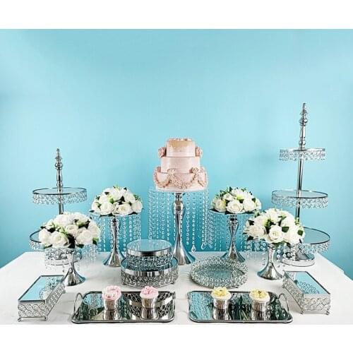 3pcs-18pcs Cake Stand Set Gold Acrylic plate Cupcake Beautiful Tray Dessert Display Decoration Tools