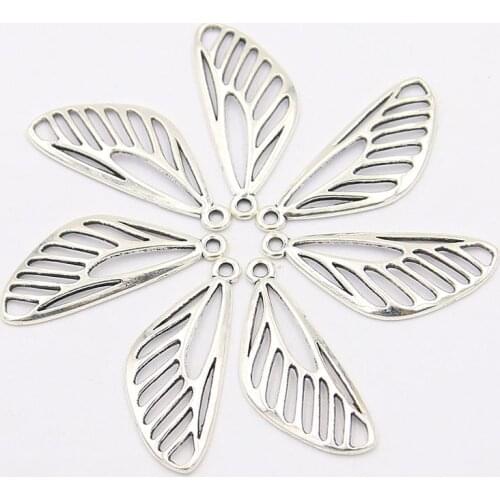 30PCS 12X29mm New Product Hollow Beautiful Feather Charms Animal Pendant Jewelry Metal Alloy Necklace Bracelet Earrings Marking