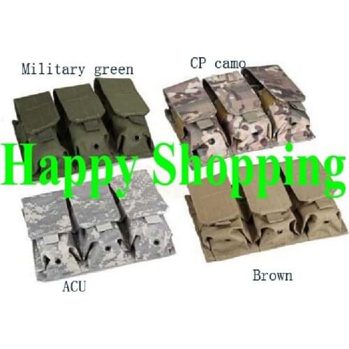 4pcs tactical three pouch molle triple mag magazine round ammo bag molle closure for huntingg