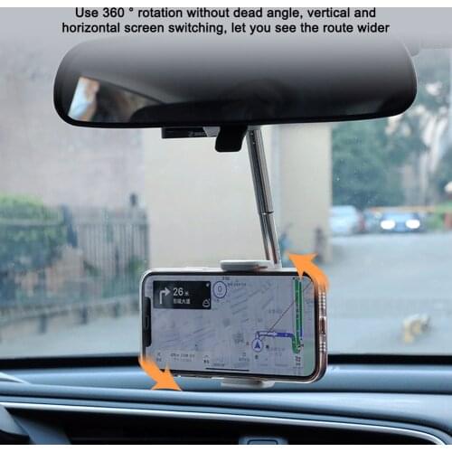 Car Rearview Mirror Mount Phone Holder For 4.0-6.1" Smartphones Car Phone Holder Stand 360 Degree Rotation Adjustable Support