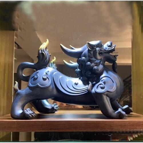 Asia home Company shop high grade Good luck FENG SHUI Royal Dragon PI XIU Mascot bring wealth money thriving business statue