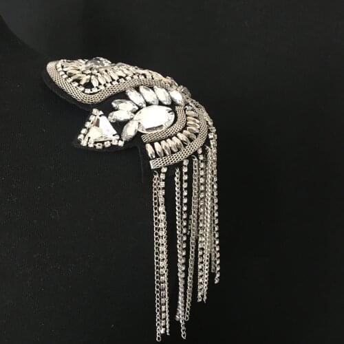 Handmade P165 beads chains badge bar tassel brooch epaulet epaulettes spikes rhinestone accessories shoulder board knot pads