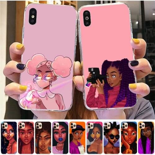 TOPLBPCS Girls Black Women Art Phone Case for iPhone 11 12 pro XS MAX 8 7 6 6S Plus X 5S SE 2020 XR case