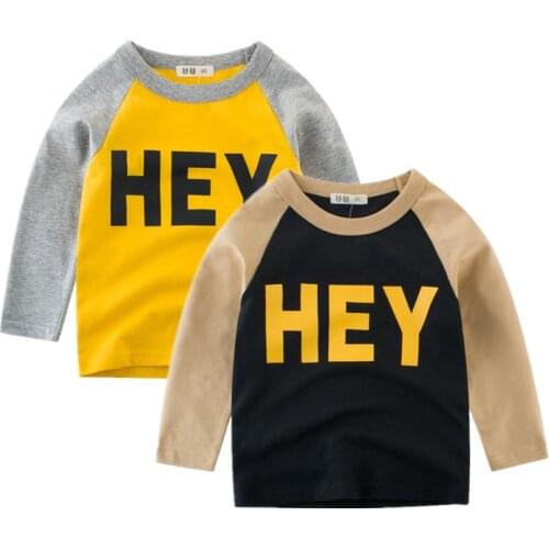 Autumn Spring Kids Long Sleeve T-shirts Cotton Tops Boys Girls Cartoon Car Tees Tops Children Sweatshirts 2-9Years HEY