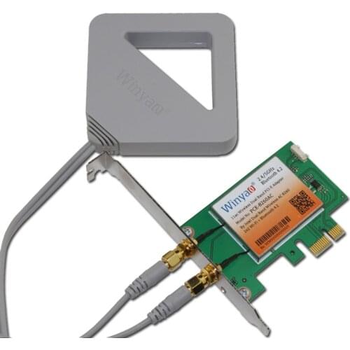 Winyao PCE-8260AC PCI-E X1 Desktop 2.4/5GHz Dual-band Wireless Network Card Adapter NIC AC11 300Mbps 867Mbps 2x2 Wi-Fi Bluetooth