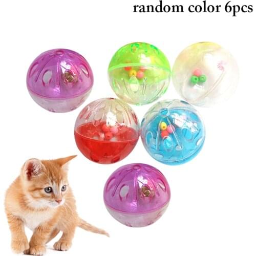 6pcs Pet Cat Toy Colorful Ball Kitten Toys Cats Bell Ball Toy Plastic Ball Cat Toys Interactive Pet Supplies