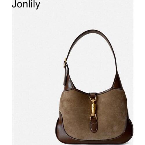 Jonlily Women Genuine Leather Shoulder Bag Female Fashion Underarm Bag Elegant Handbag Crossbody Bag Teens Daybag Purse -KG550