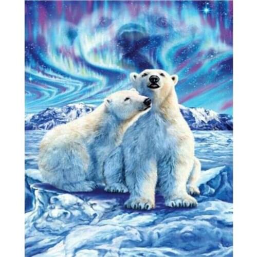 5D Diy Full Square Wall Home Decoration Diamond Painting Animal Cute Polar Bears Resin Design Cross Stitch Embroidery FC537