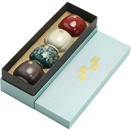 Ceramic Cup Gift Box Waterware Japanese Retro Mug Kiln Change Clay 60ML Decoration Drinkware Household Kitchen Bar Supplies