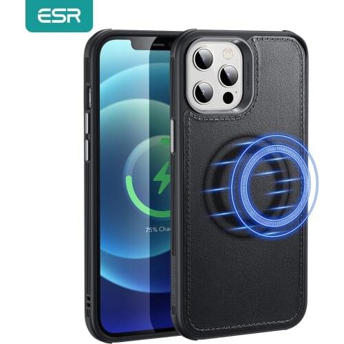 ESR Leather Case for iPhone 12 Pro Max for MagSafe Certified Magnetic Charging Case Vegan Metro Vegan Leather Case for iPhone 12