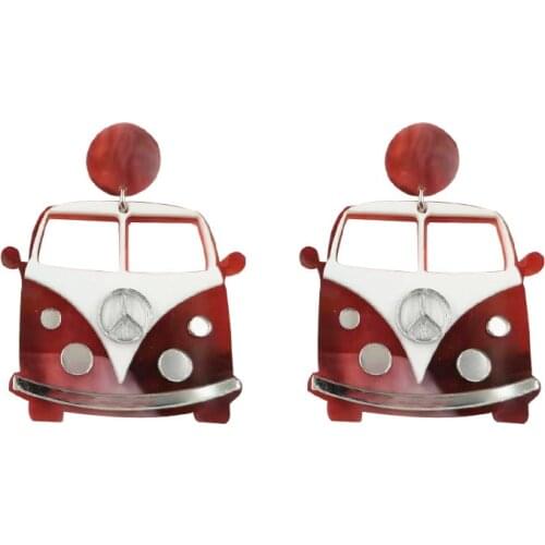 Creative Funny Hollow Out Lovely Mini Red Cars Acrylic Earrings for Women Girls Vintage Fashion Dangle Earrings Female Jewelry