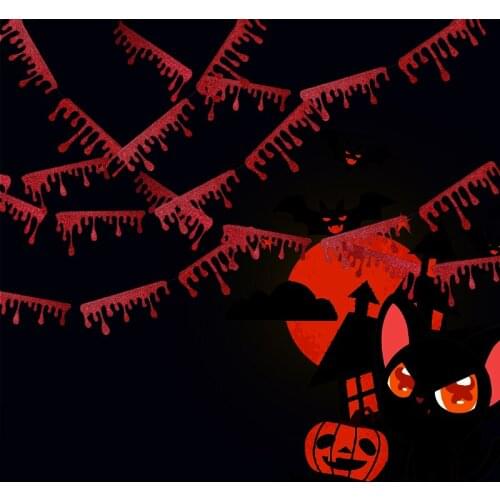 Halloween Bloody Hanging Banner Scary Haunted House Decoration Red Blood Drop Garland Banner Flags Happy Halloween Party Supplie