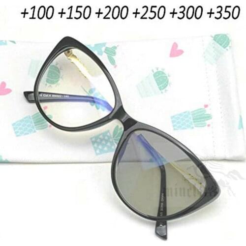 MINCL/2019 new Sun Photochromic Lens Transition Sunglasses Cat Frames Ladies Reading Glasses uv400 with box FML