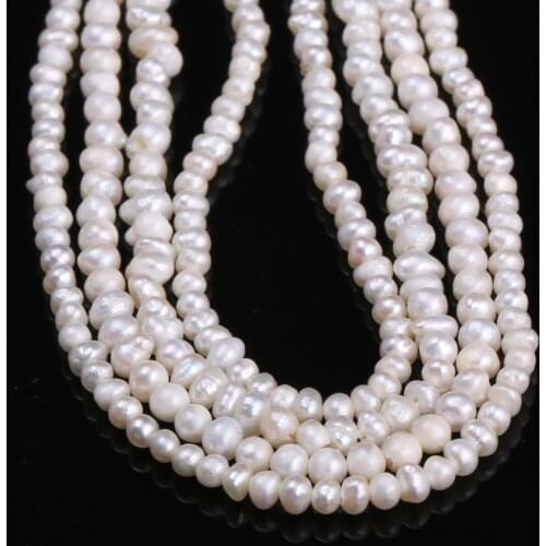 Natural Freshwater Cultured Pearls Beads Round 100% Natural Pearls for Jewelry Making Necklace Bracelet 13 Inches Size 3-4mm