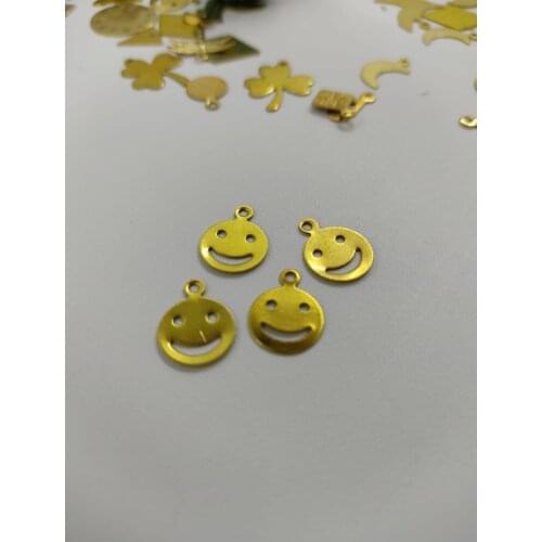 NESLİSH 20-200 Pcs Brass Smiley Face Charm Pendant/ Smile Charms/ Smiling Happy Face Pendant Findings Bulk Wholesale for Jewelry
