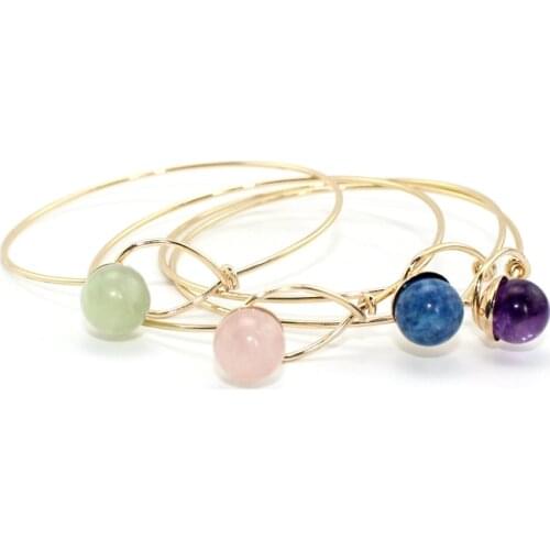 2016 New Multicolor Natural stone beads copper bangle personality simple cuff bracelets & bangles for women