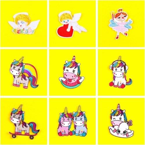 Unicorn Patch Angel Iron On Patch Girls Angel Embroidered Patches For Clothing Cartoon Patch Diy Sticker For Clothes Accessories