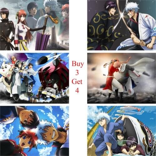 Gintama Posters Anime Japanese Cartoon White Coated Paper Prints Clear Image Livingroom Bedroom Bar Decoration Home Art Brand
