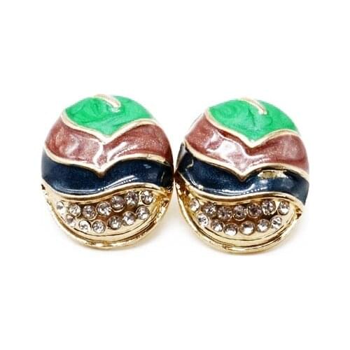 Multi Color Oval Earring Enamel Vintage Hollow Jewe;ry For Female Gifts